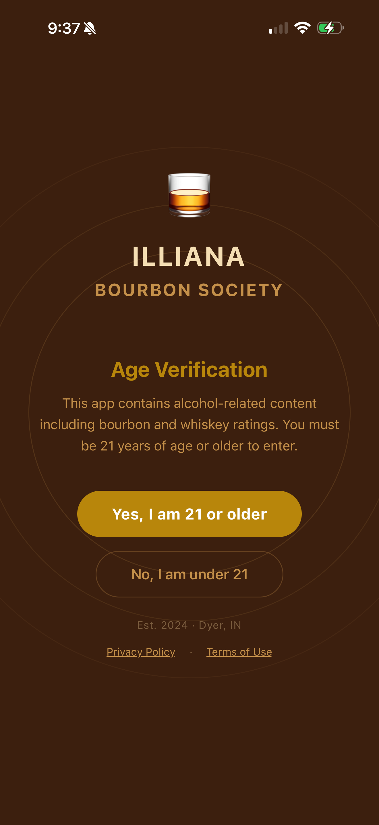 Age verification screen